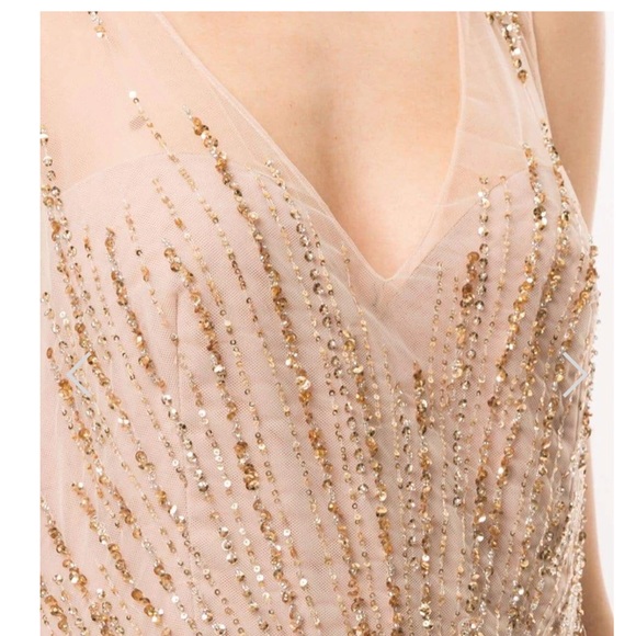 Marchesa Sleeveless Beaded V-Neck Gown - Picture 5 of 8